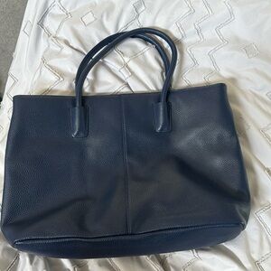 Onna Ehrlich- the “Jackie” navy leather tote
